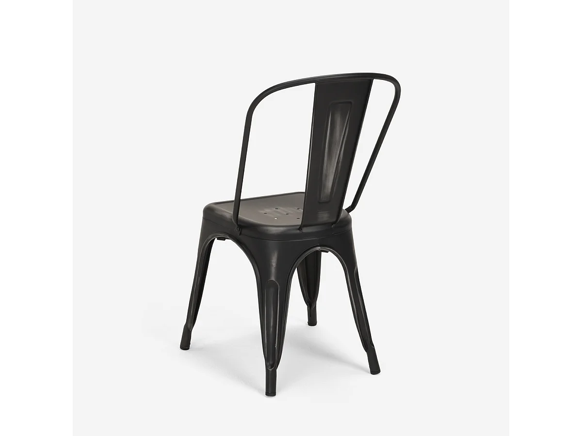 20 sillas diseño industrial metal vintage shabby chic estilo steel old - Negro