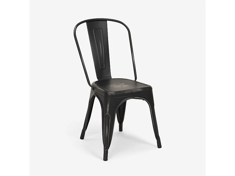20 sillas diseño industrial metal vintage shabby chic estilo steel old - Negro