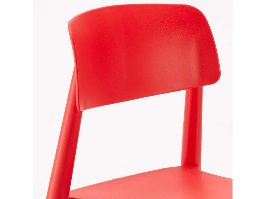Stock 20 Sillas Bar Polipropileno Y Madera Diseño Moderno Barcellona - Rojo