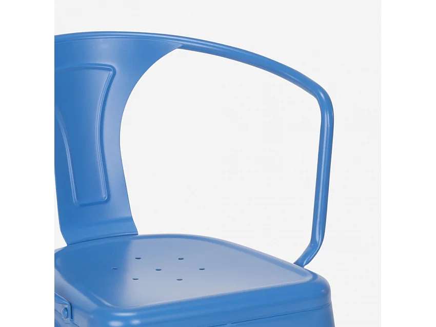 stock 20 sillas industrial con reposabrazos acero para cocina y bar steel arm - Azul Marino
