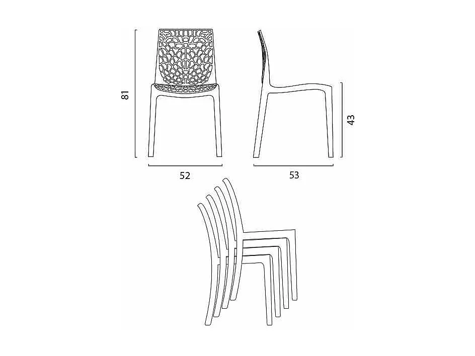 16 Silla de cocina o de comedor de Policarbonato Transparente Gruvyer - Transparente