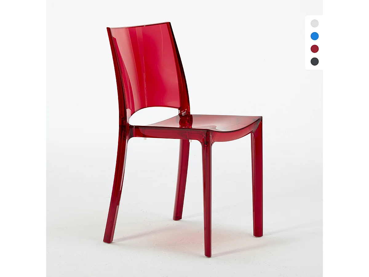 18 Sillas B-Side Grand Soleil bar cafetería transparentes Oferta stock - Rojo Transparente