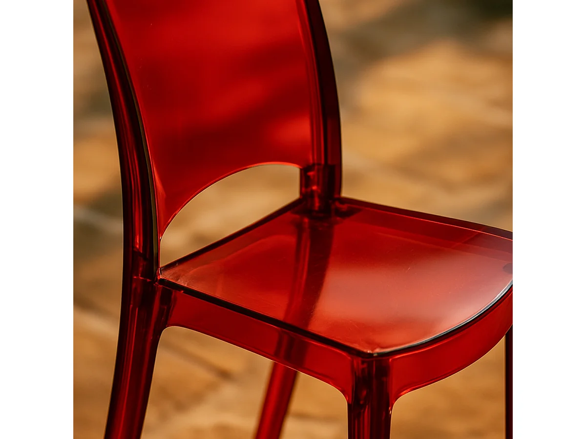 18 Sillas B-Side Grand Soleil bar cafetería transparentes Oferta stock - Rojo Transparente