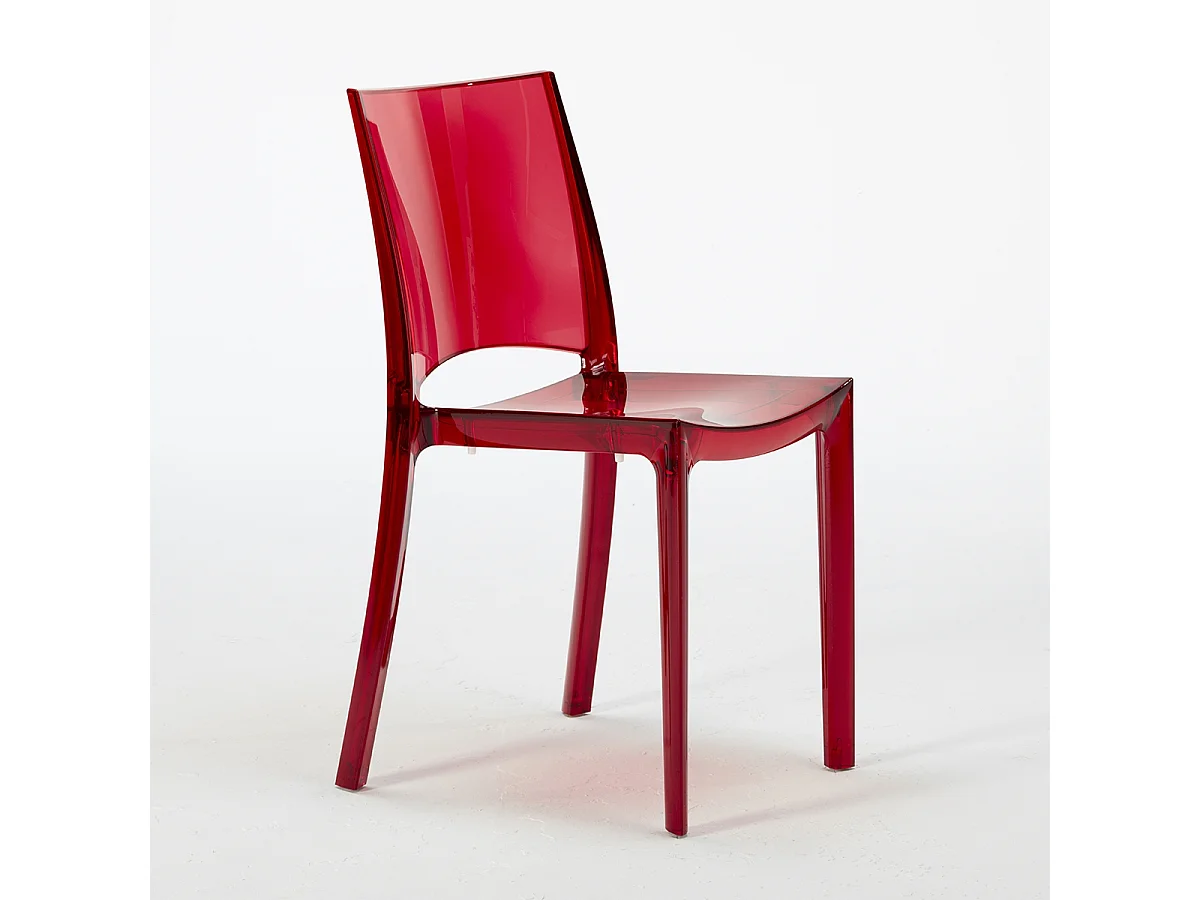 18 Sillas B-Side Grand Soleil bar cafetería transparentes Oferta stock - Rojo Transparente