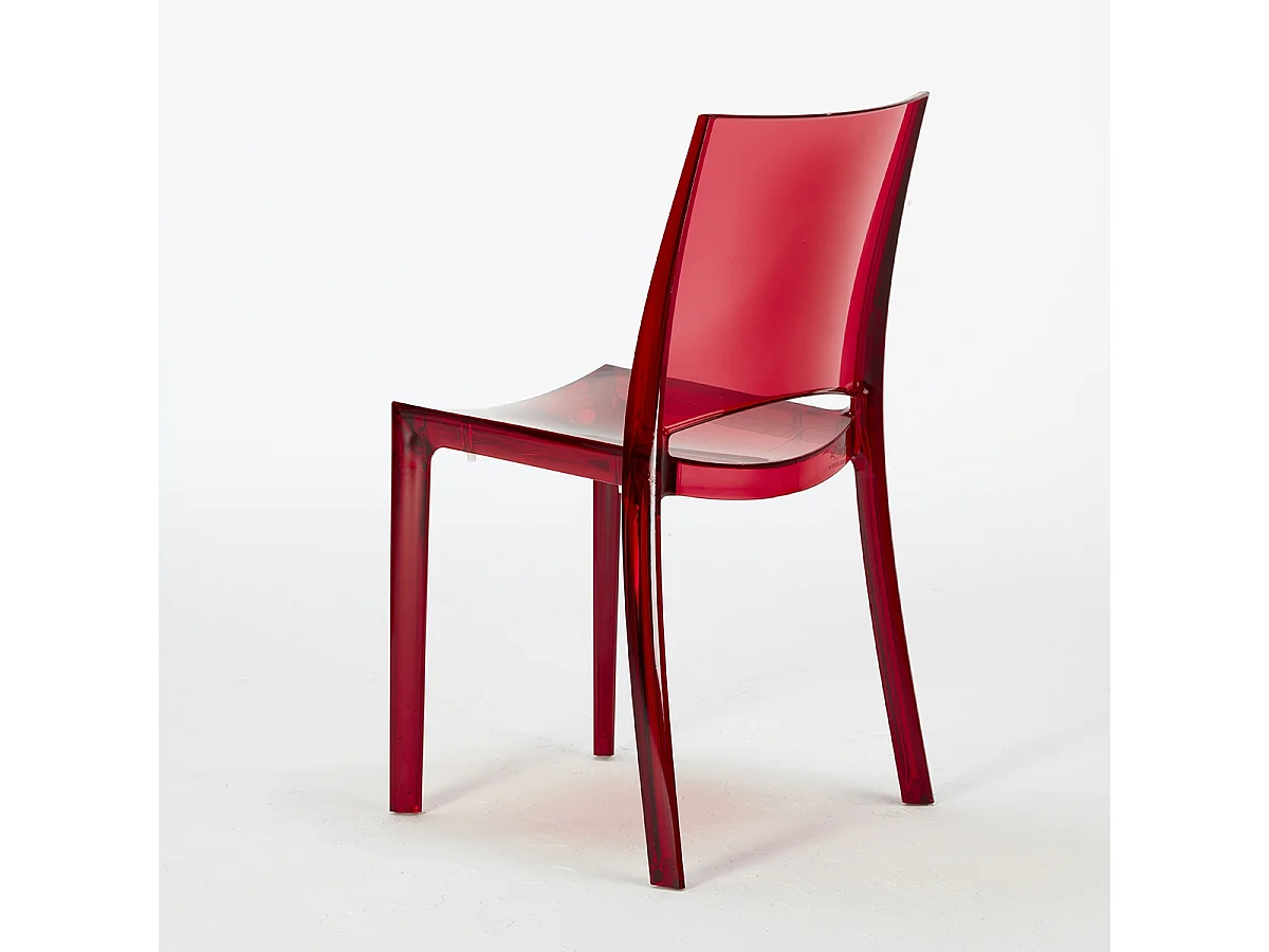18 Sillas B-Side Grand Soleil bar cafetería transparentes Oferta stock - Rojo Transparente
