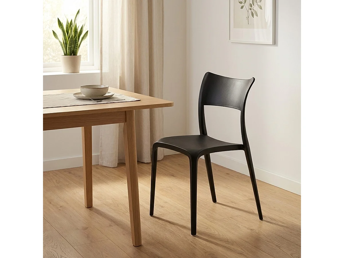 Lot de 20 Chaises de bar et restaurant empilables en polypropylène Parisienne Stock - Noir