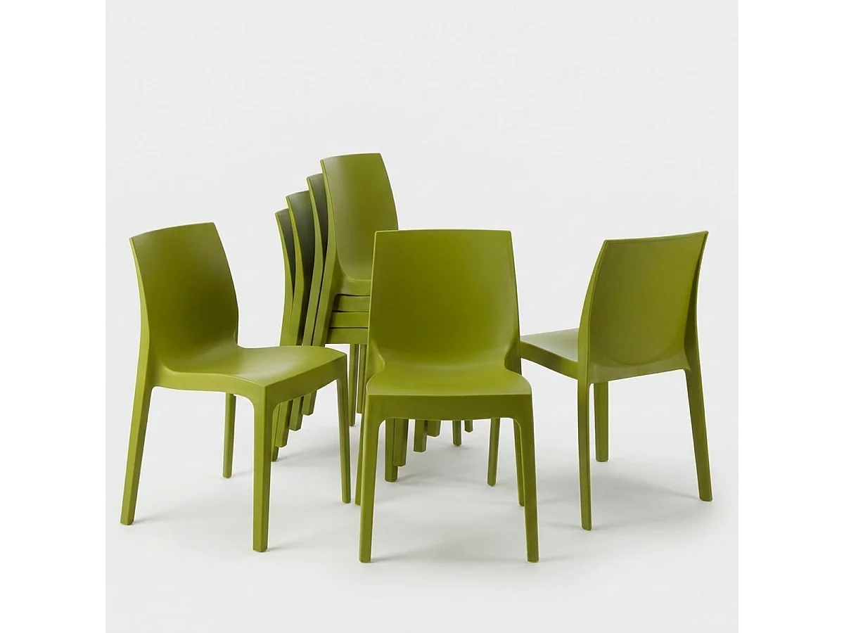 Lot de 22 Chaises Rome Grand Soleil en polypropylène empilables pour bar et café Stock - Anis vert