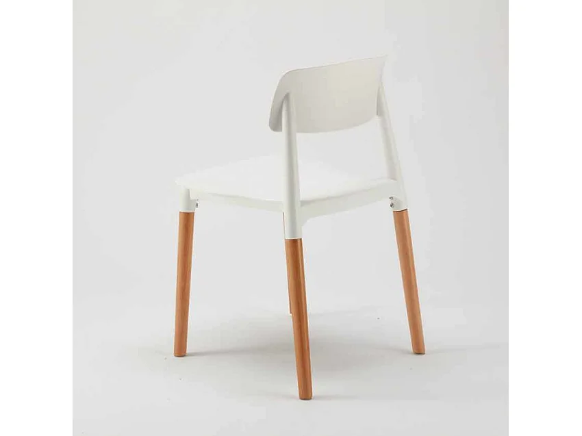 Stock 20 Sillas Bar Polipropileno Y Madera Diseño Moderno Barcellona - Blanco