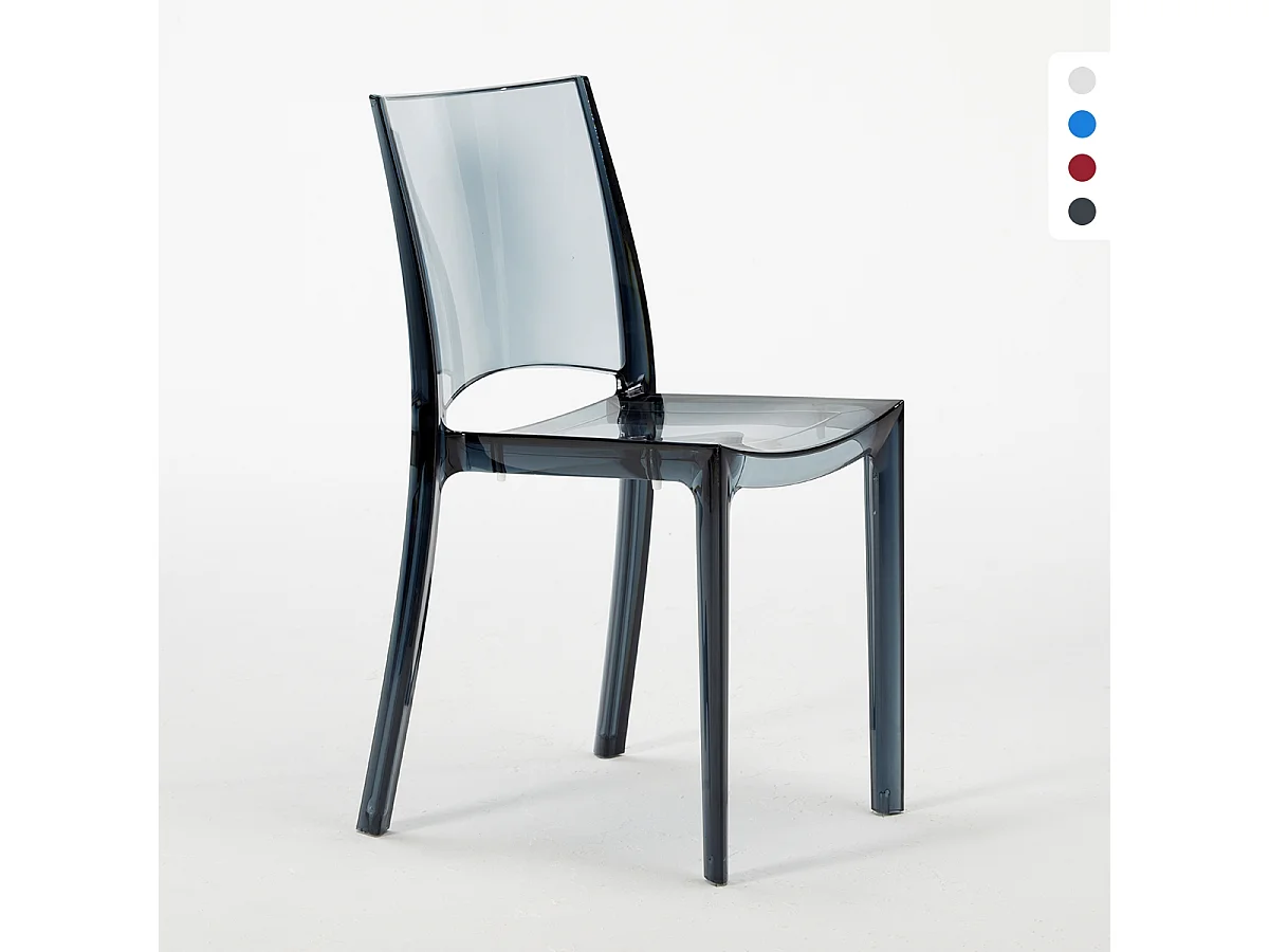 18 Sillas B-Side Grand Soleil bar cafetería transparentes Oferta stock - Transparente Antracita Negro
