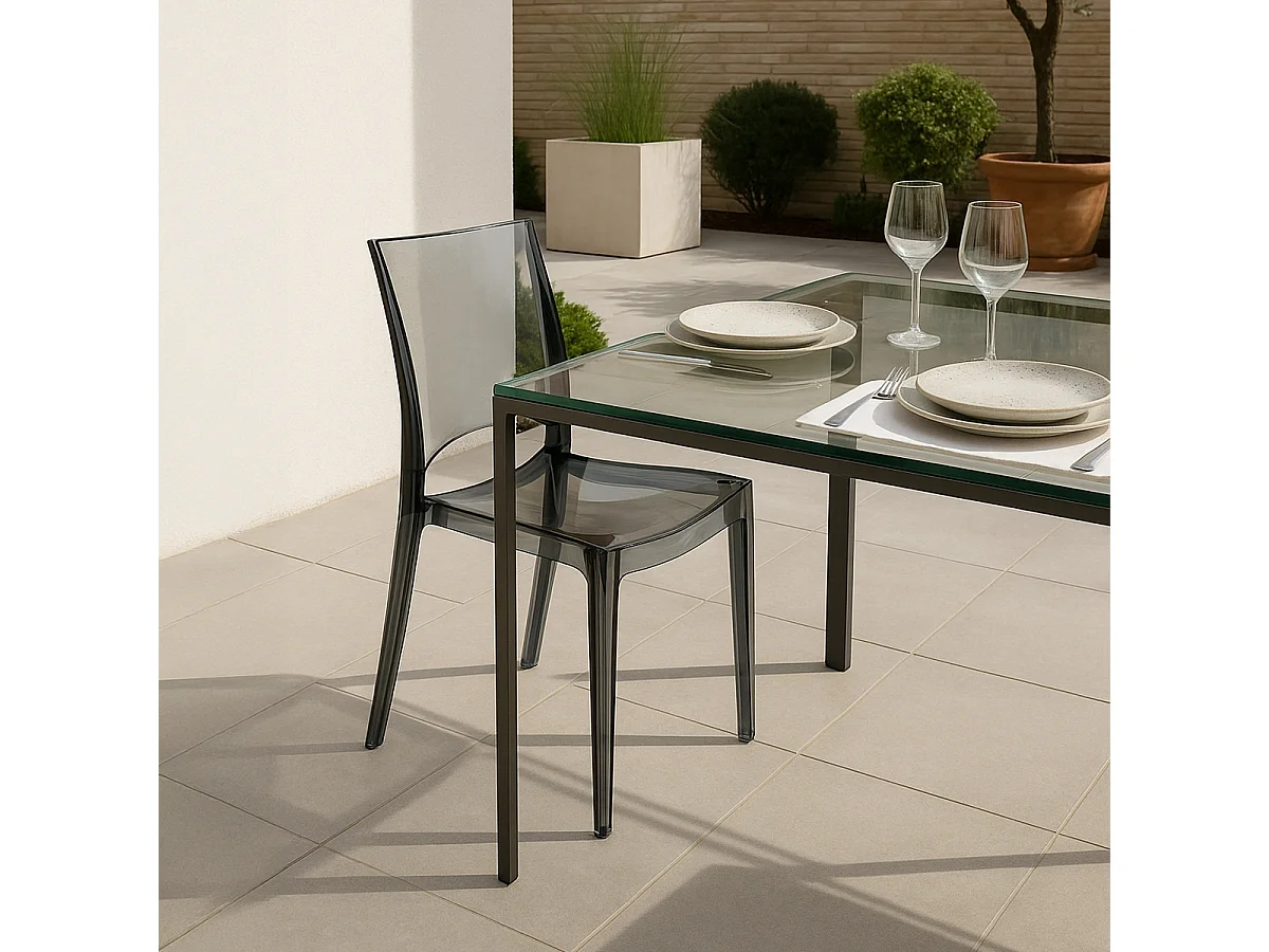 18 Sillas B-Side Grand Soleil bar cafetería transparentes Oferta stock - Transparente Antracita Negro