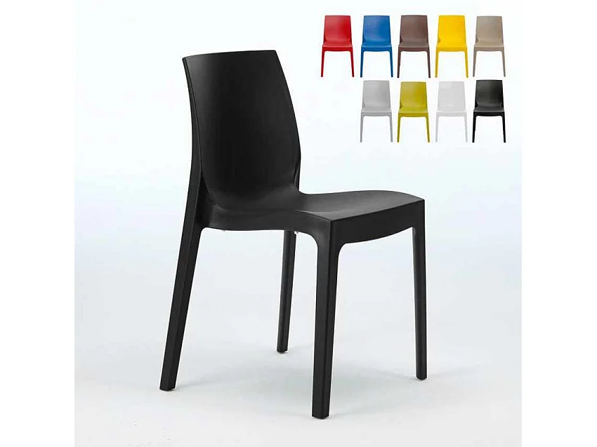 22 Silla de cocina Apilable de Polipropileno Rome Grand Soleil - Negro