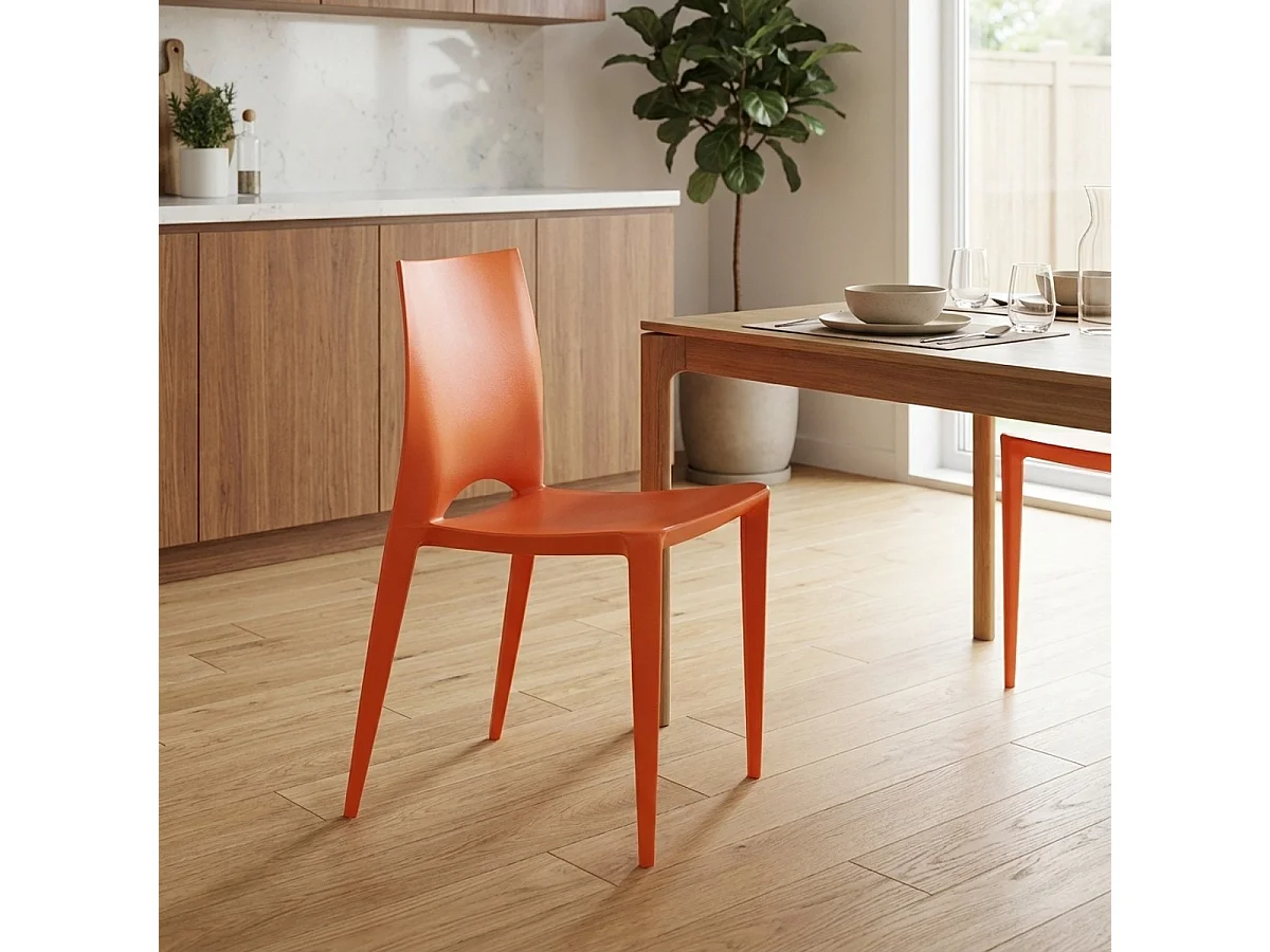 Stock 20 Sillas Coloreadas Diseño Moderno Hotel Bar Restaurante Exterior Color - Naranja