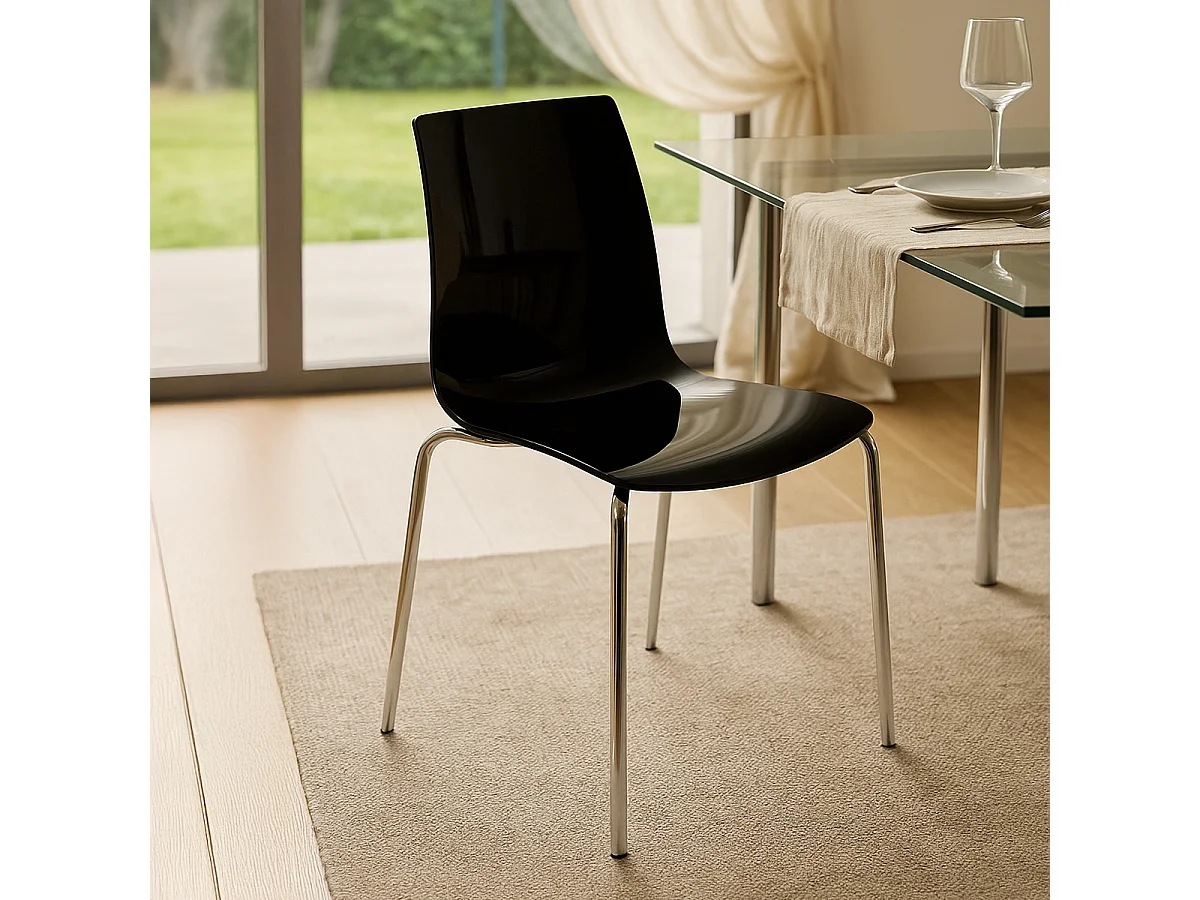 12 Sedie Lollipop Grand Soleil gambe acciaio bar offerta stock - Nero