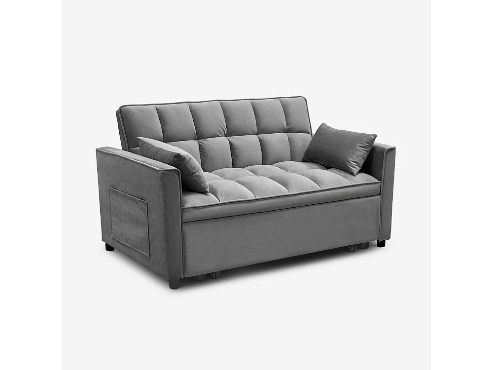 Canapé 2 places convertible assise rembourrée clic-clac gris Kilios