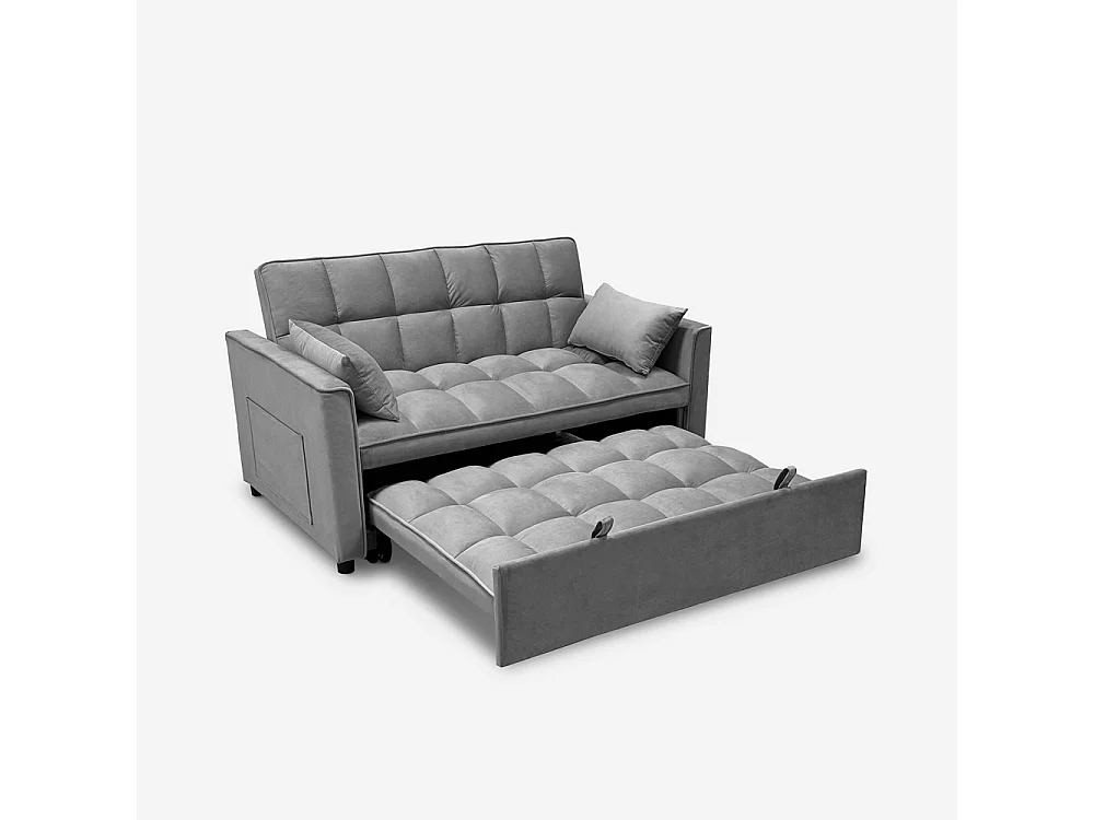 Canapé 2 places convertible assise rembourrée clic-clac gris Kilios