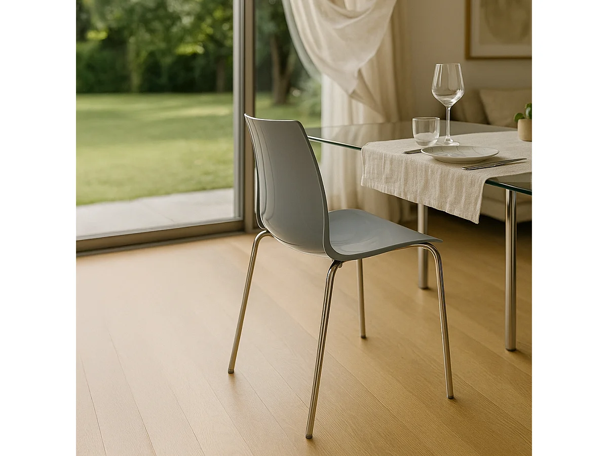 12 Sedie Lollipop Grand Soleil gambe acciaio bar offerta stock - Grigio