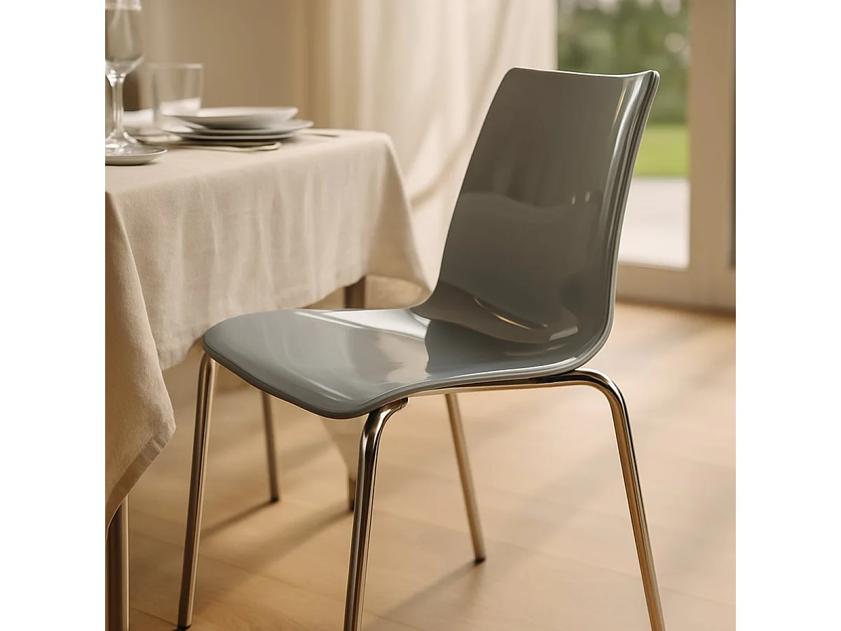 Lollipop Grand Soleil conjunto de 12 sillas con patas de acero Stock - Gris