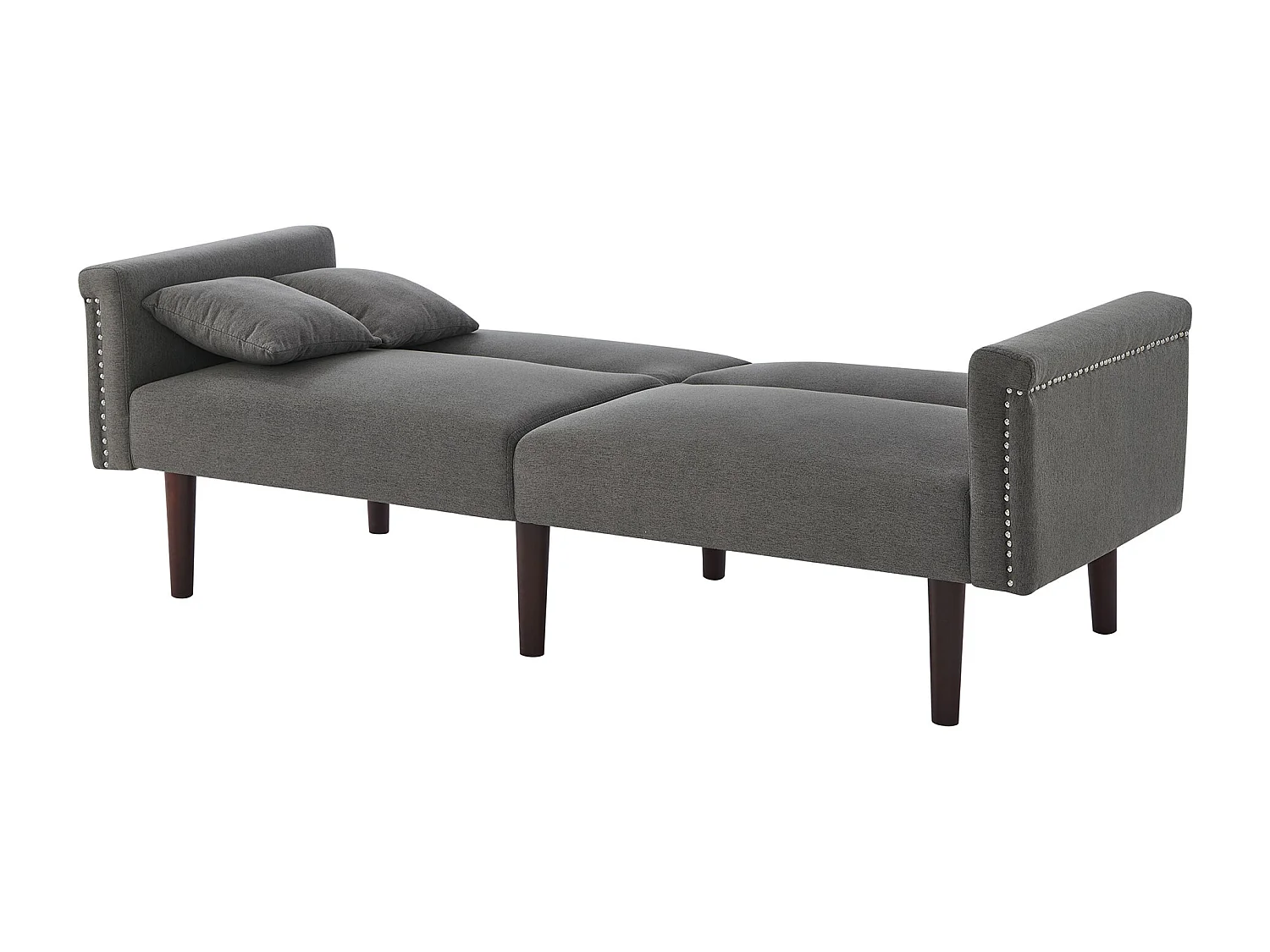 Canapé Confortable avec coussins Tissu coton lin Pieds bois noyer Gris antique (Sans matelas)