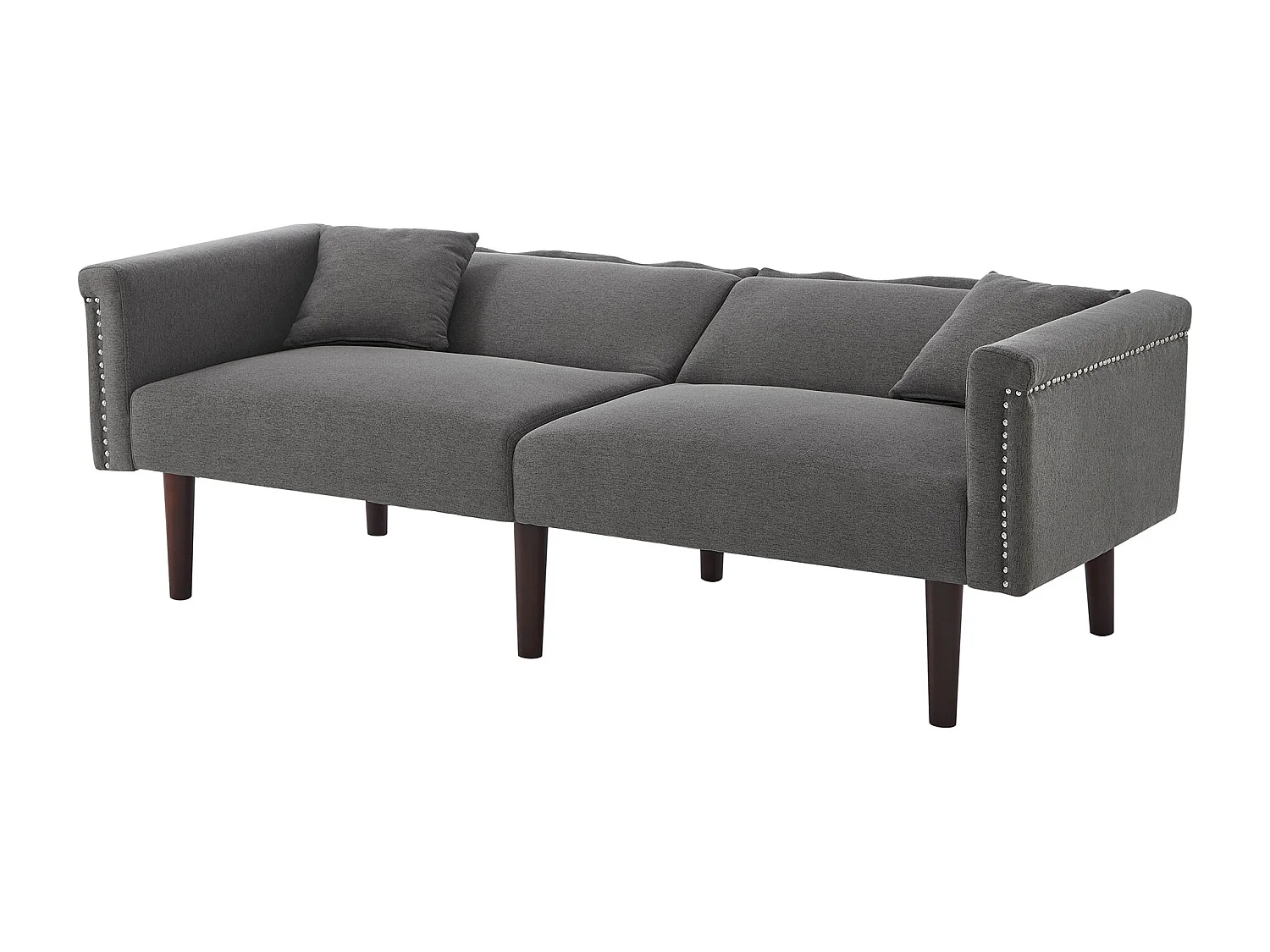 Canapé Confortable avec coussins Tissu coton lin Pieds bois noyer Gris antique (Sans matelas)