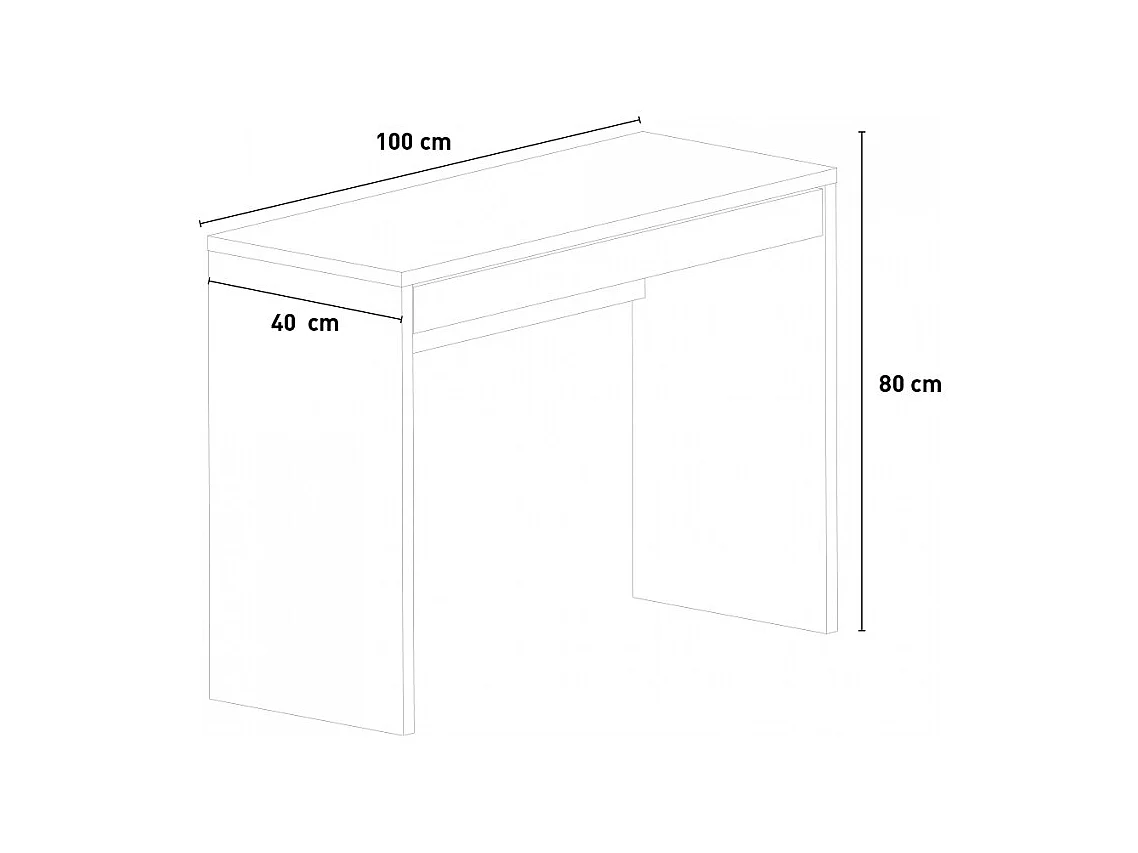 Escritorio de diseño rectangular con cajón blanco para oficina y estudio 100x40cm Sidus