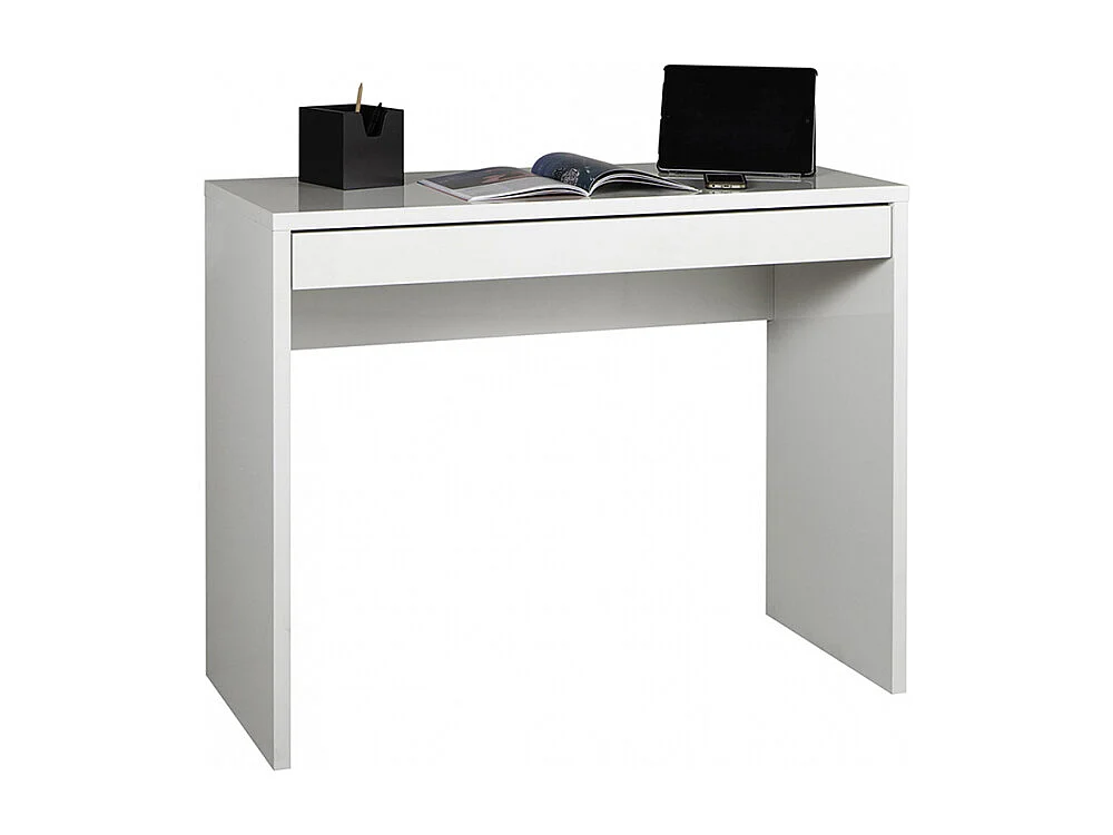 Escritorio de diseño rectangular con cajón blanco para oficina y estudio 100x40cm Sidus