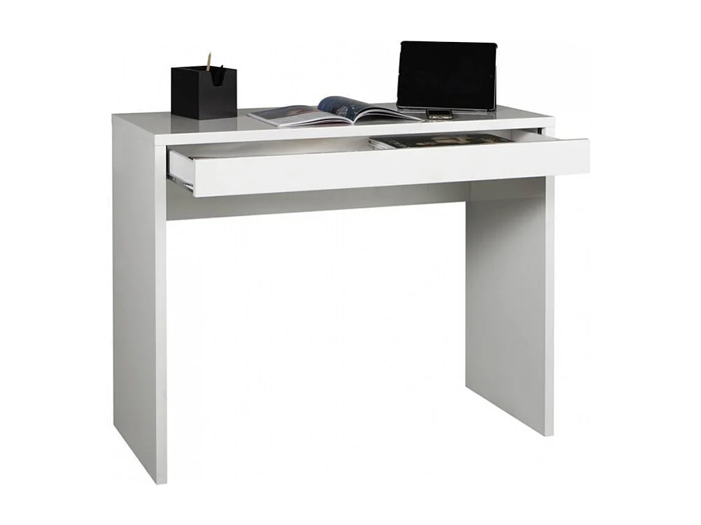 Escritorio de diseño rectangular con cajón blanco para oficina y estudio 100x40cm Sidus