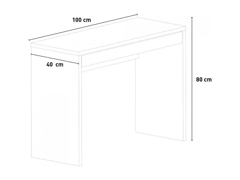 Escritorio de diseño rectangular con cajón blanco para oficina y estudio 100x40cm Sidus