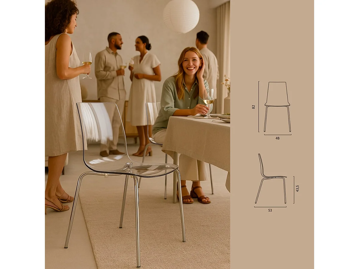 12 Sedie Lollipop Grand Soleil gambe acciaio bar offerta stock - Trasparente