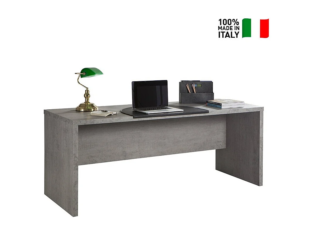 Scrivania Da Ufficio In Legno Grigio Effetto Cemento Design Moderno 180x69cm Pratico