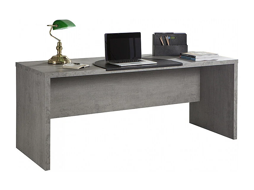 Scrivania Da Ufficio In Legno Grigio Effetto Cemento Design Moderno 180x69cm Pratico