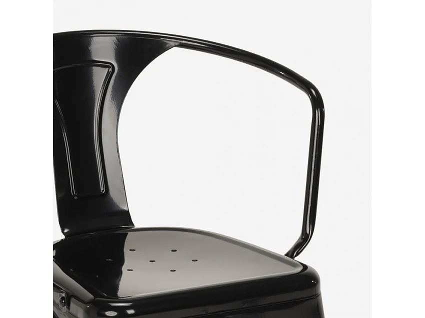 stock 20 sillas industrial con reposabrazos acero para cocina y bar steel arm - Negro