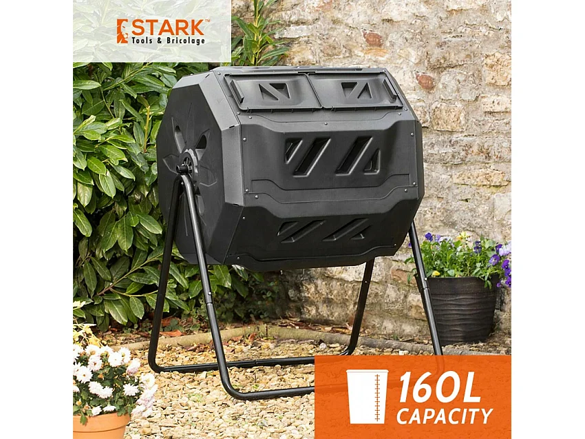 Trommelkomposter Rotierender Komposter für Garten 160 Liter zwei Fächer Abacus