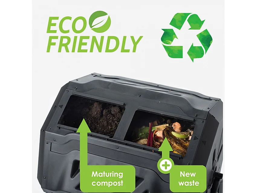 Trommelkomposter Rotierender Komposter für Garten 160 Liter zwei Fächer Abacus