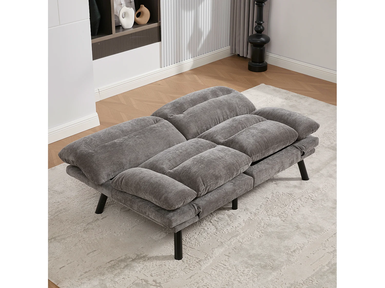 Canapé lit 165x90x76cm Siège design Réglable Chenille Pour salon Gris foncé