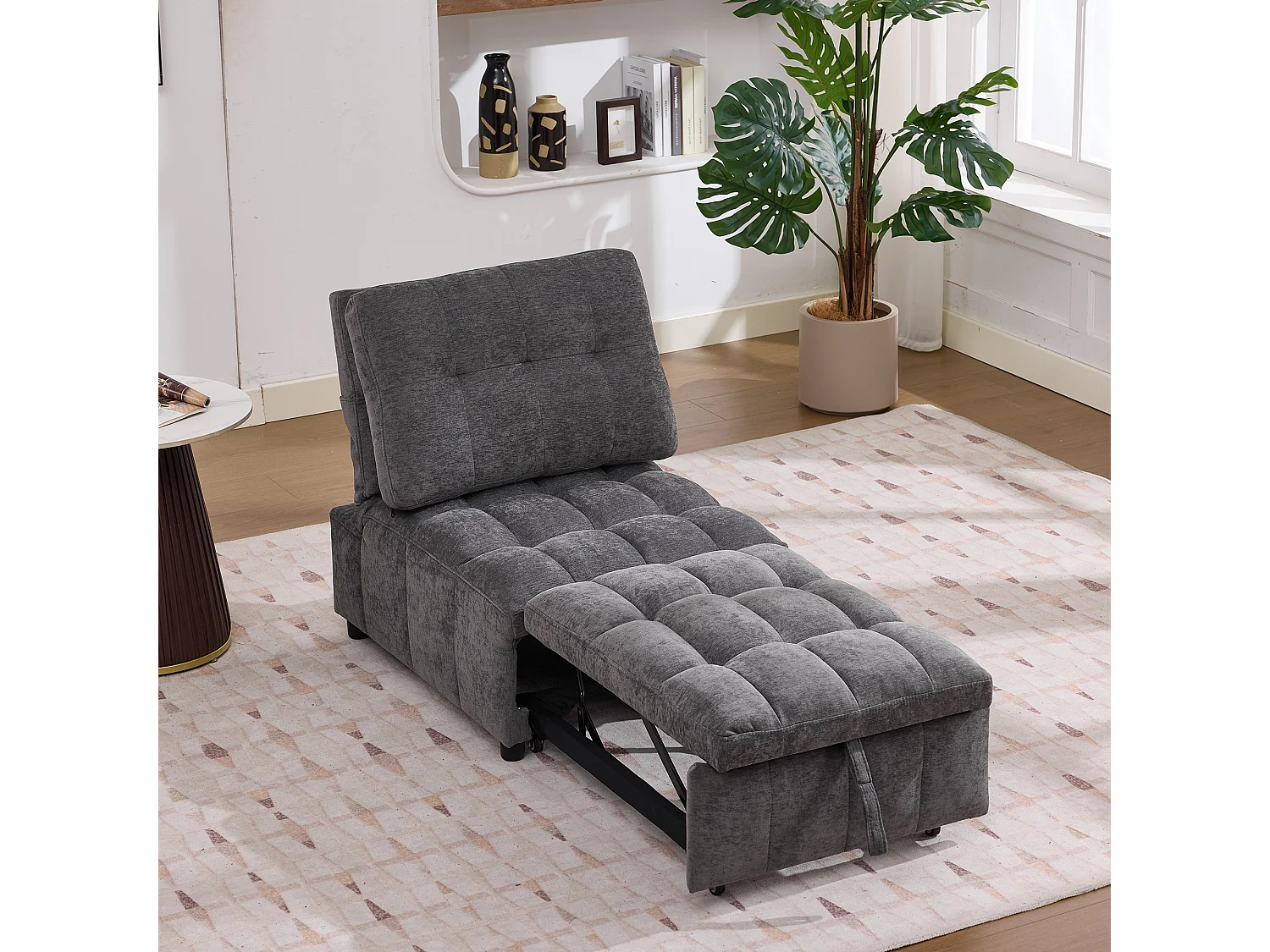 Canapé 68x95x76cm canapé-lit avec dossier réglable  pliable en gris