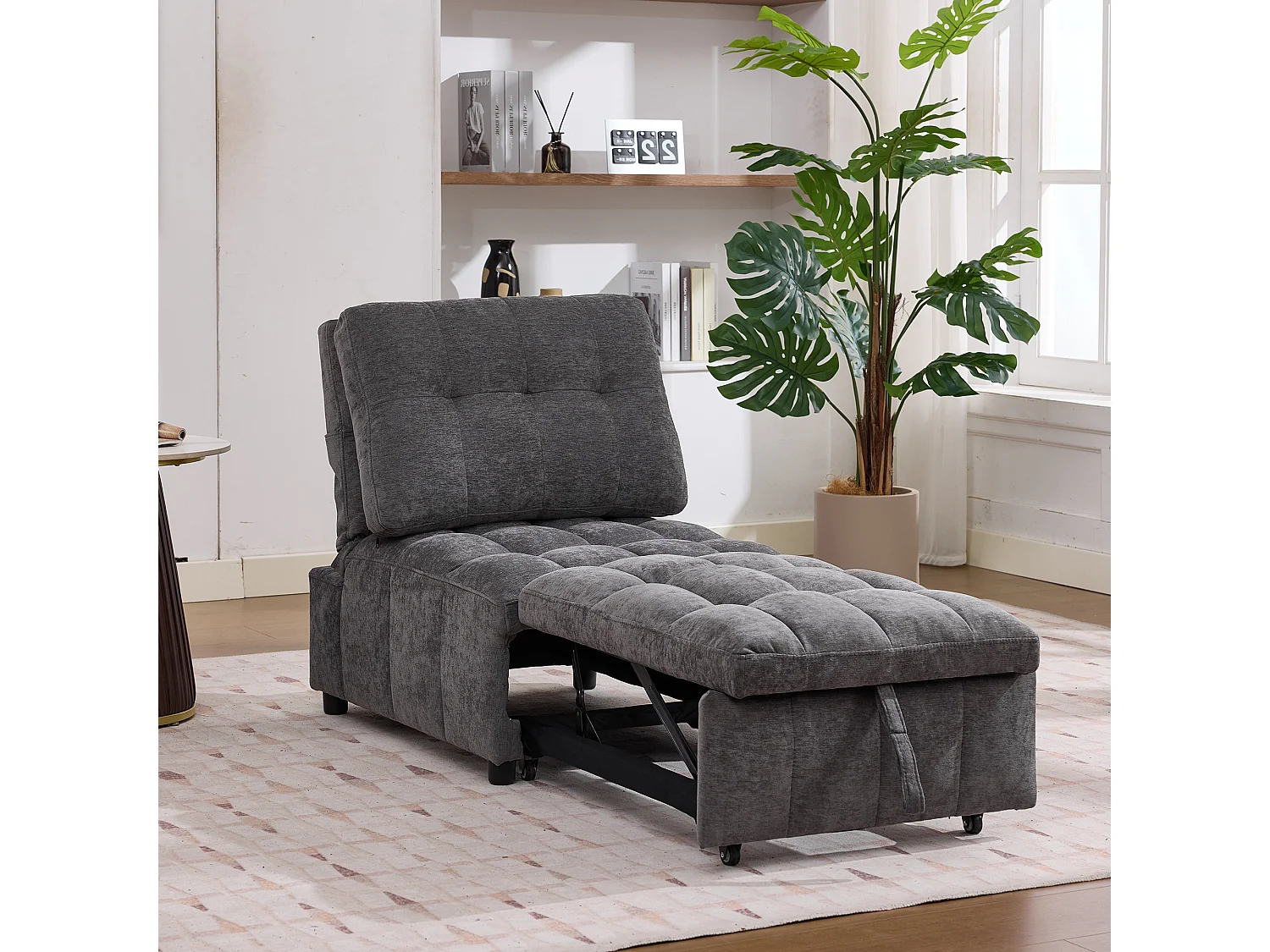 Canapé 68x95x76cm canapé-lit avec dossier réglable  pliable en gris