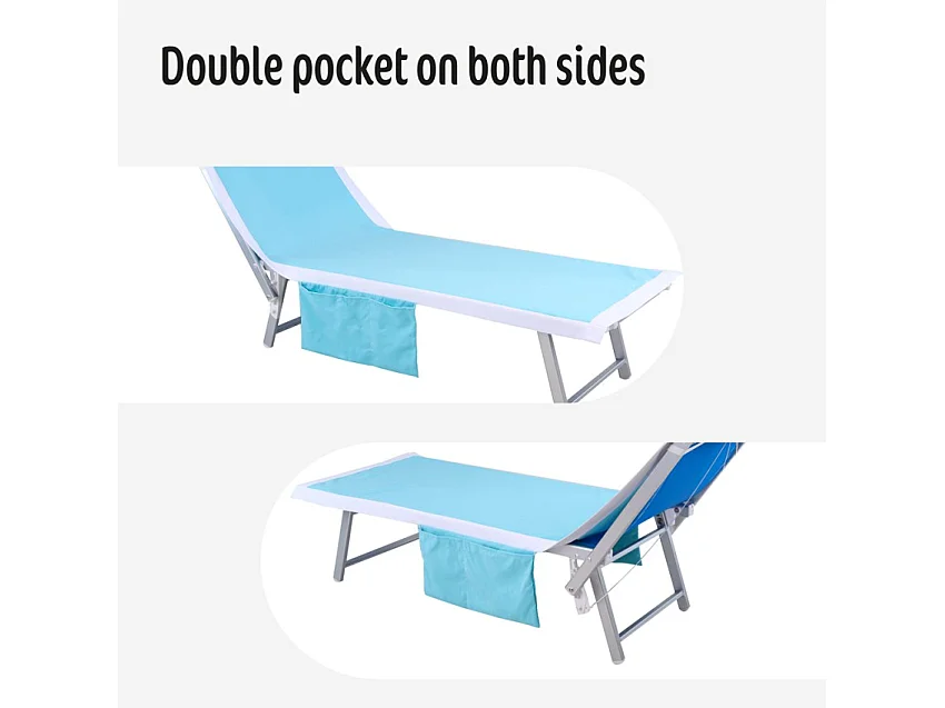 Telo copri lettino mare spiaggia piscina asciugamano microfibra 2 tasche - Azzurro