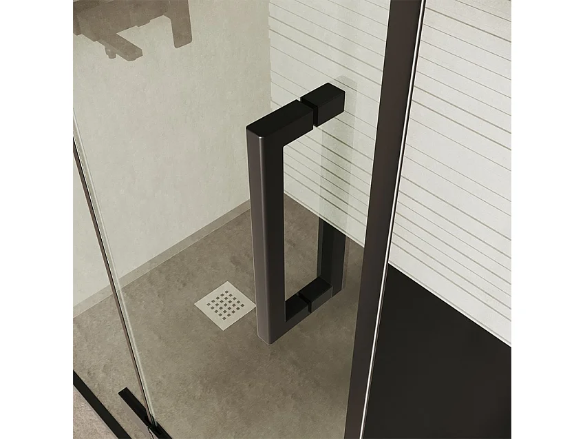 Box doccia quadrato angolare 90x90 nero vetro trasparente 6mm Lion