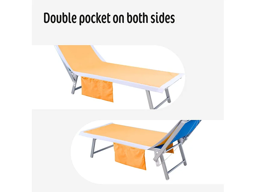 Telo copri lettino mare spiaggia piscina asciugamano microfibra 2 tasche - Arancione