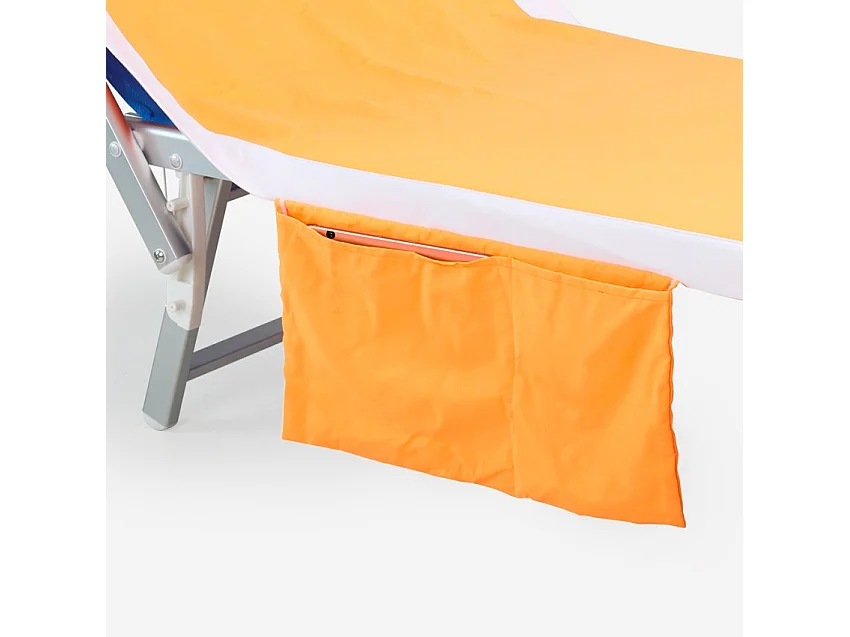 Telo copri lettino mare spiaggia piscina asciugamano microfibra 2 tasche - Arancione