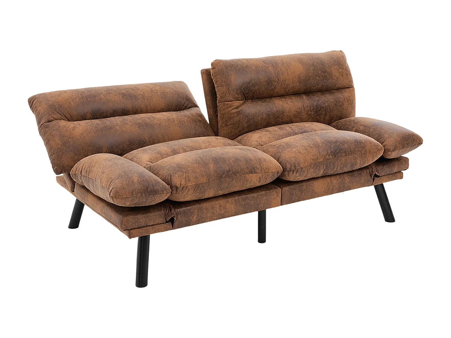 Canapé lit 165x90x76cm Structure métal stable tissu anti poussière facile entretien Microfibre Coffee (Sans matelas)