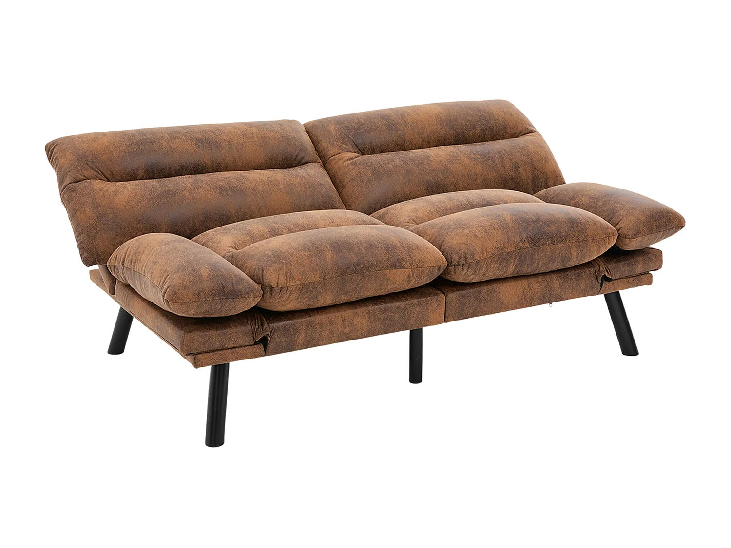 Canapé lit 165x90x76cm Structure métal stable tissu anti poussière facile entretien Microfibre Coffee (Sans matelas)