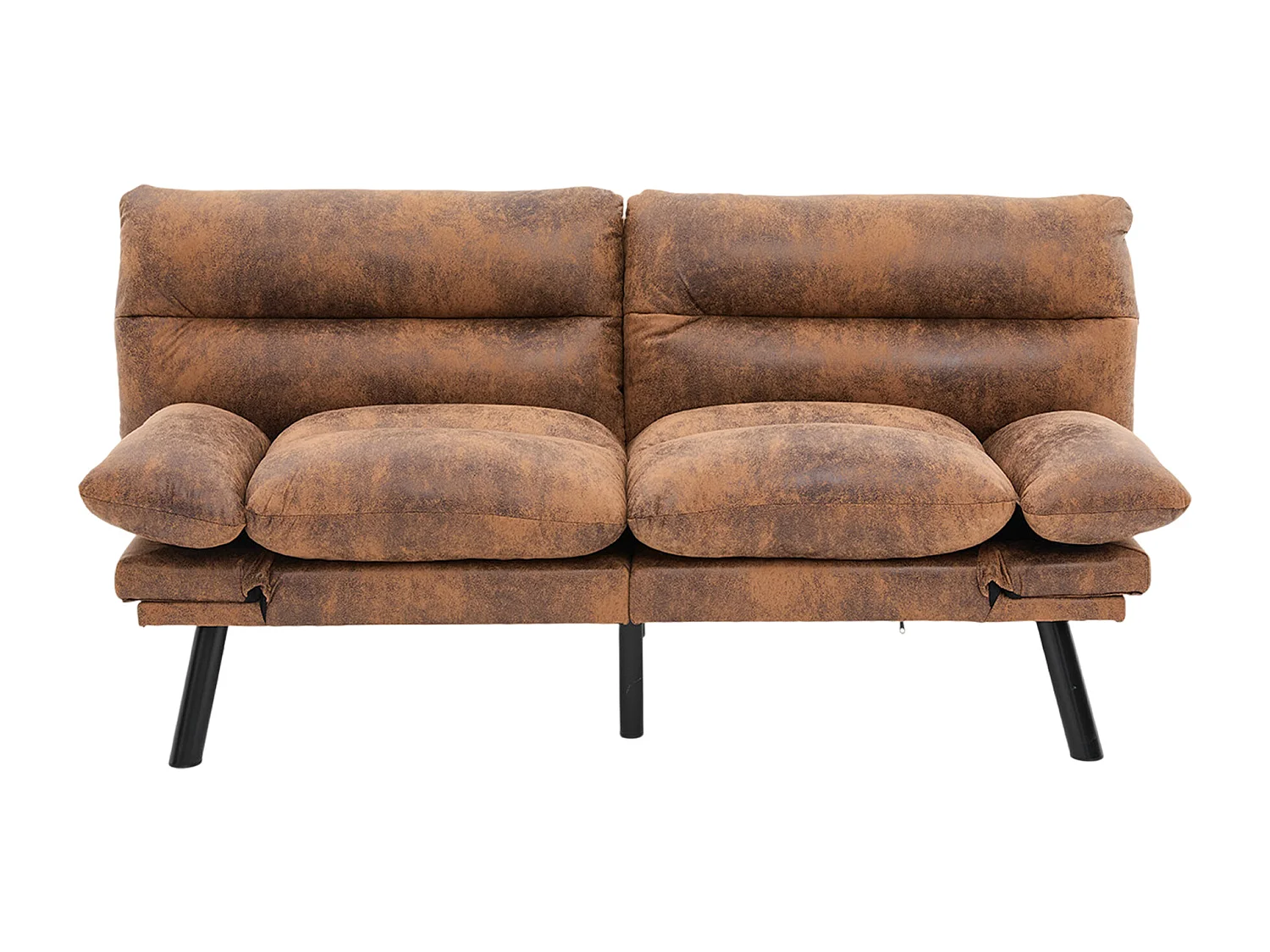 Canapé lit 165x90x76cm Structure métal stable tissu anti poussière facile entretien Microfibre Coffee (Sans matelas)