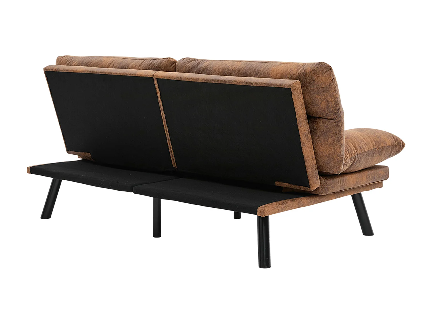 Canapé lit 165x90x76cm Structure métal stable tissu anti poussière facile entretien Microfibre Coffee (Sans matelas)