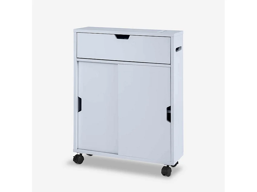 Mueble de baño móvil ahorra espacio con ruedas puertas correderas Gitseg - Gris