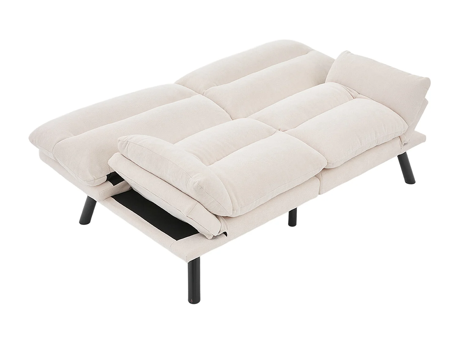 Canapé lit 165x90x76cm Design Moderne Dossier Réglable Chenille Beige Pour Salon (Sans matelas)