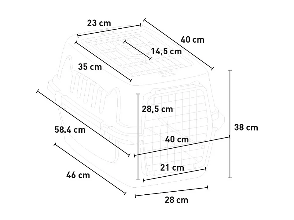 Transportbox für Tiere mit einer harten Struktur und einem kleinen Teppich 40x58x38 Rexxy L
