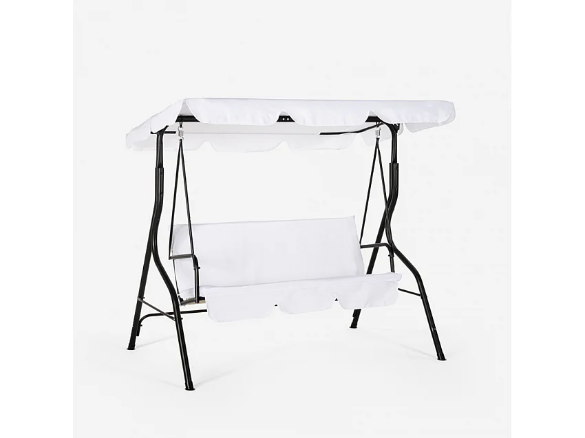 Columpio de jardín terraza 3 plazas de acero tela techo impermeable Yaw