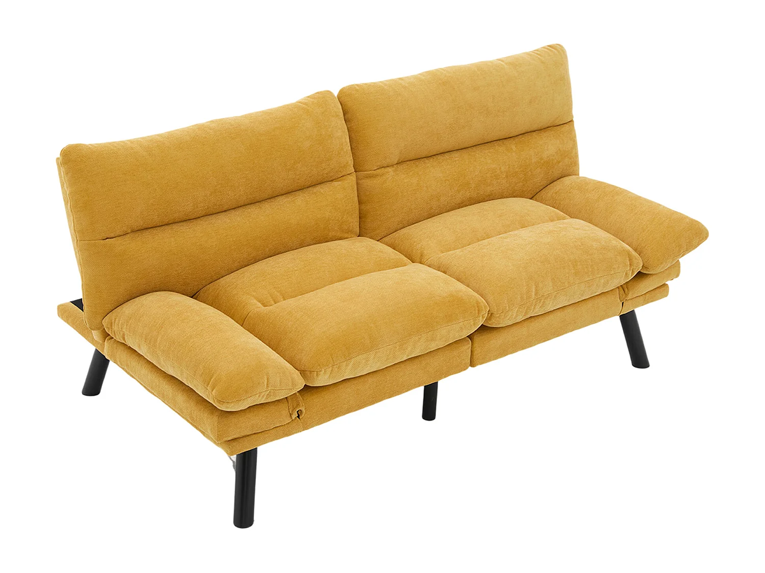 Canapé lit 165x90x76cm stabilité pieds métal robustes style contemporain chenille jaune moutarde