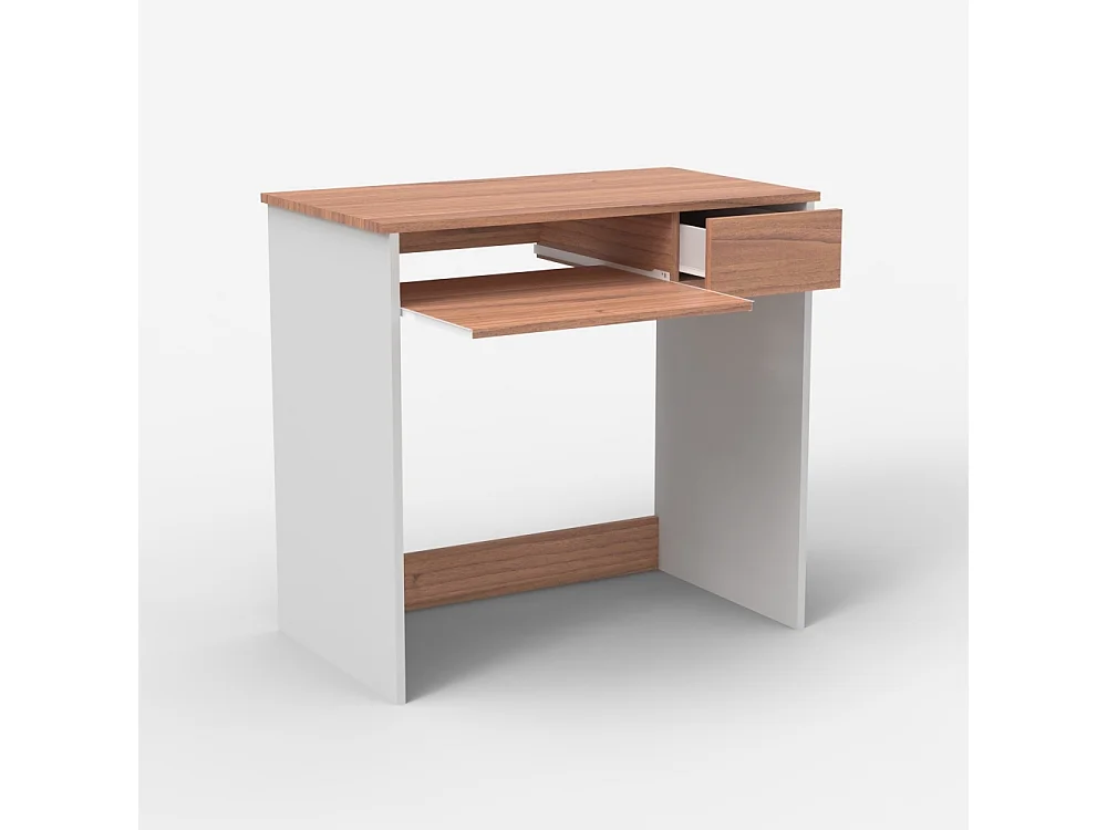 Scrivania salvaspazio 80cm ufficio smart working bianca e legno Madrid